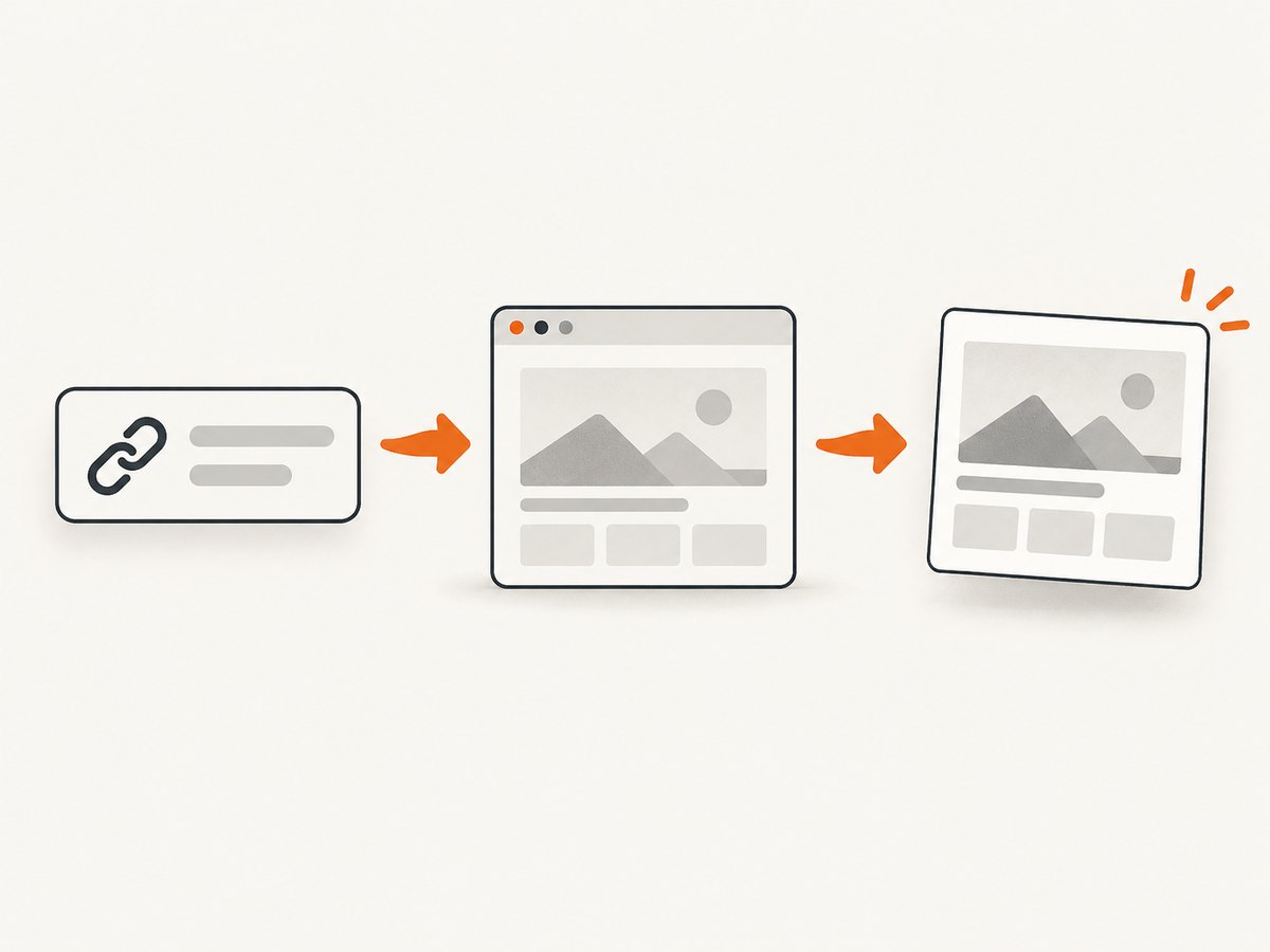 A screenshot generator loads a URL, waits for the page, and returns an image or document.