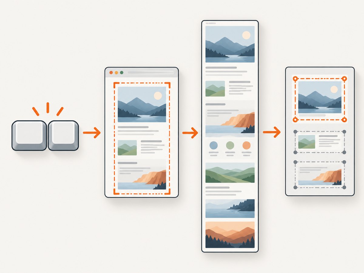 The shortcut opens the browser capture workflow, where you choose full page or a selected area.