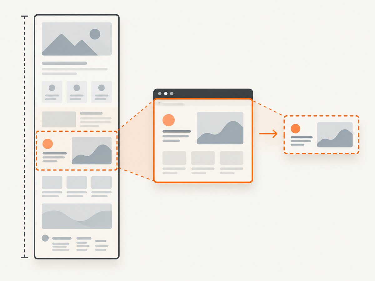 Choose full-page, viewport, or area capture based on what the portfolio image needs to communicate.
