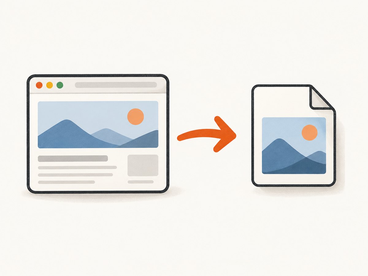 The browser action captures rendered webpage content and saves it to a file or clipboard.
