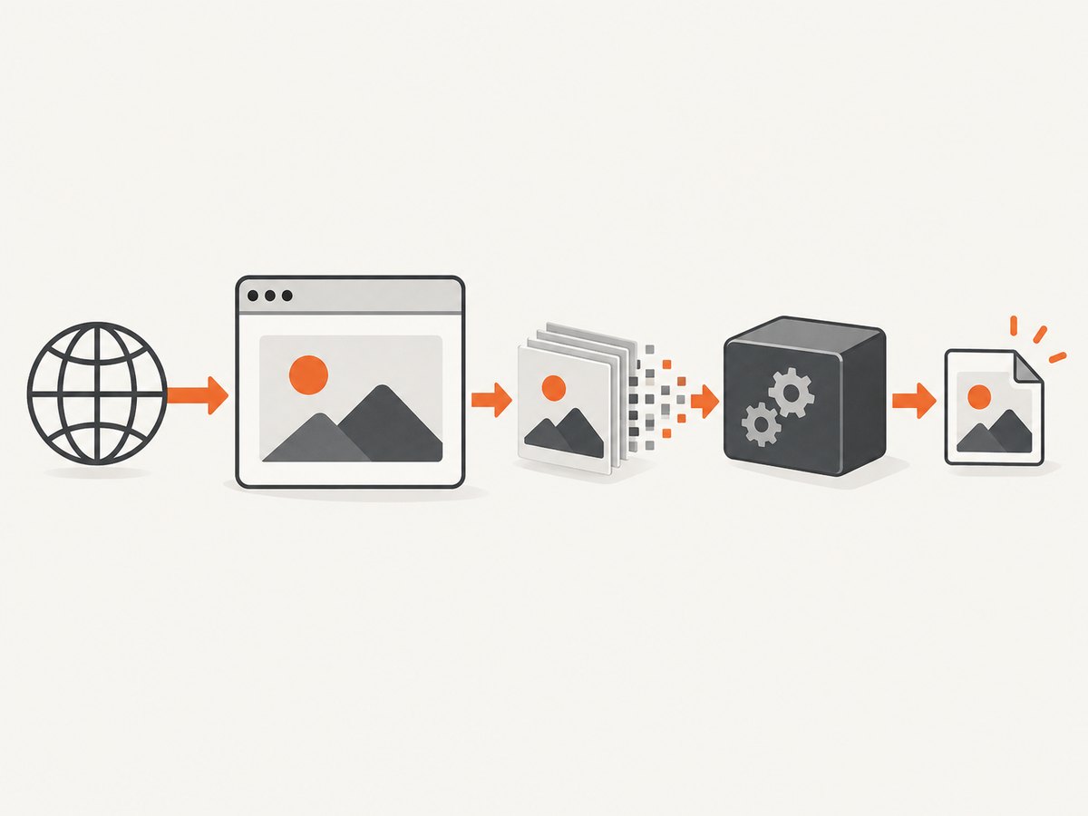 The pipeline has separate capture and encoding steps when the screenshot service does not return AVIF directly.