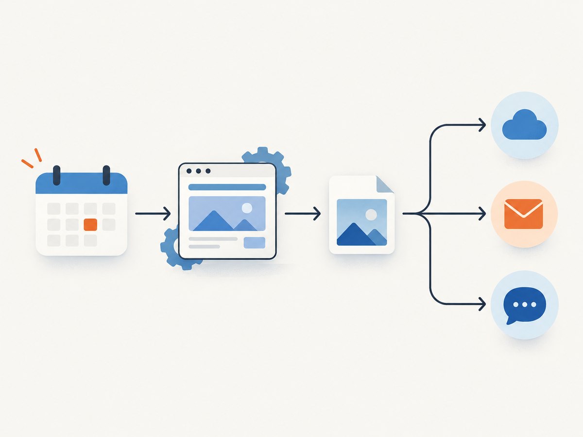 A Make scenario can schedule a capture, receive a file, and route it to the app where people need it.