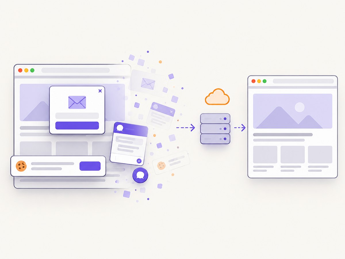 A hosted capture flow can clean known overlays before returning the page image.