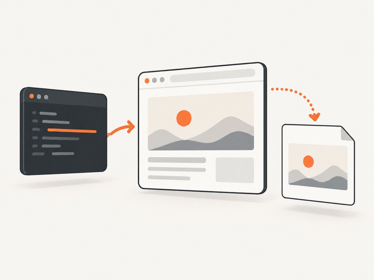 The basic flow: navigate in a browser, wait for the needed page state, then save the rendered image.