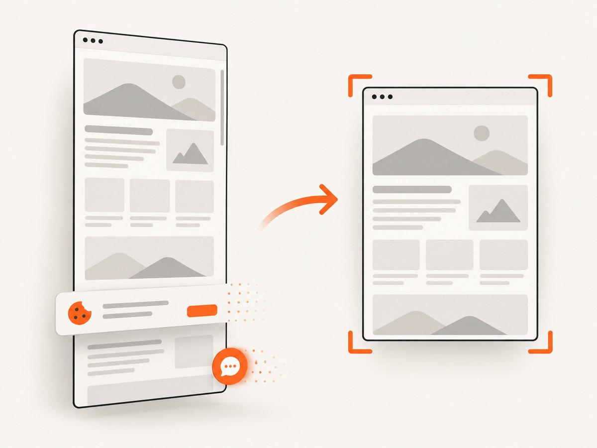 Automated browser captures reflect the visible page state, including overlays unless the workflow handles them.