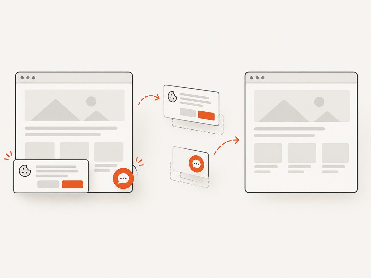 Automated capture can wait for page content and remove common overlays before saving the result.
