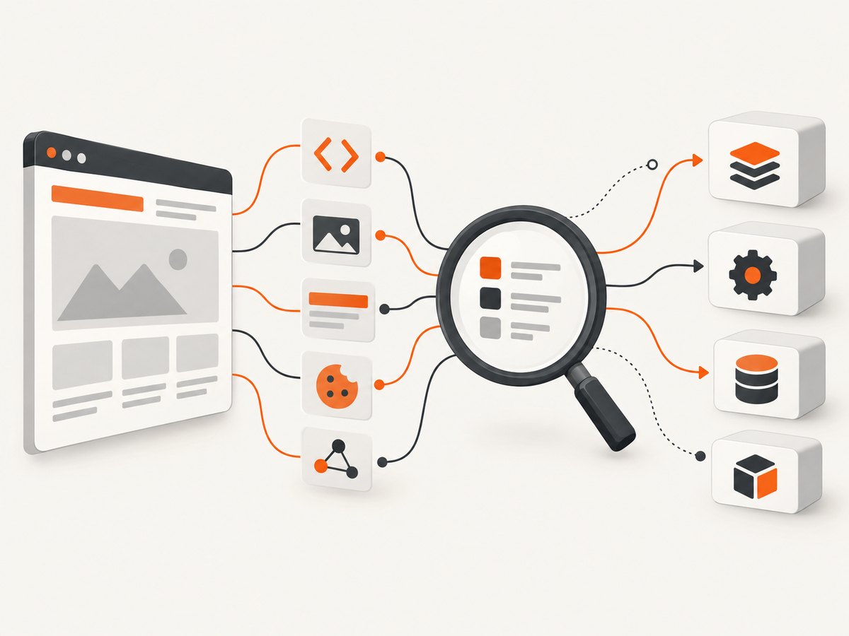 Detectors match public page and infrastructure signals to known technology fingerprints.