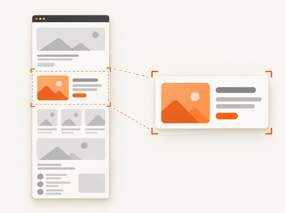 Choose full-page capture for the whole document or element capture for one thumbnail card.