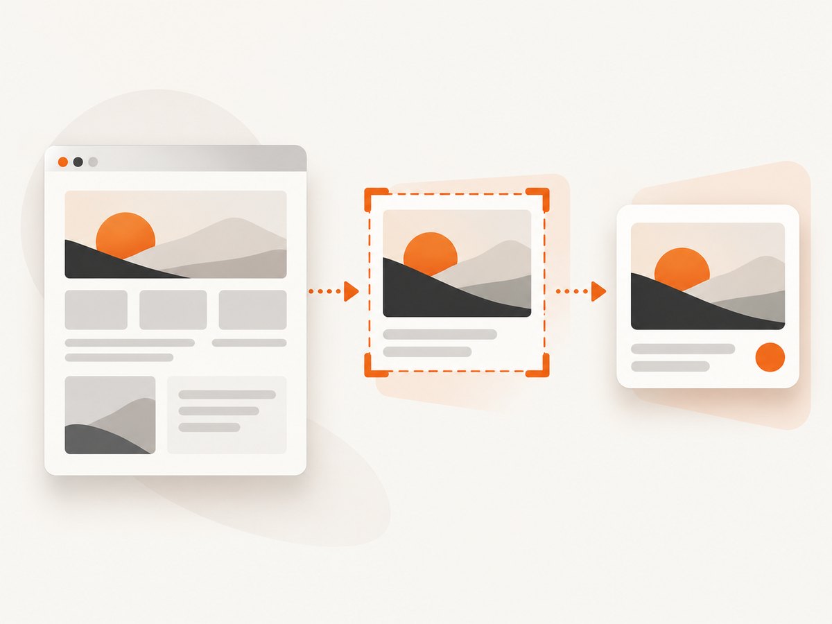 Capture a representative page region, then place it in the channel-specific template.
