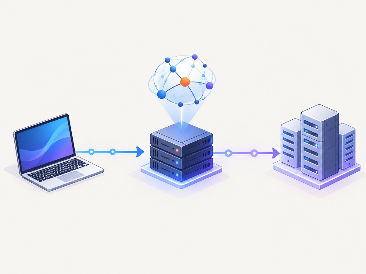 An ISP proxy relays traffic through datacenter infrastructure while presenting an ISP-associated IP identity.