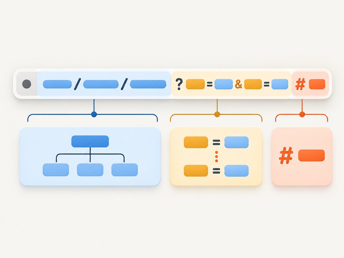 A query follows the path and ends where the fragment begins.