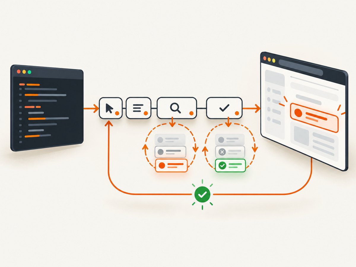 Cypress queues commands and retries linked queries and assertions until the expected state appears.