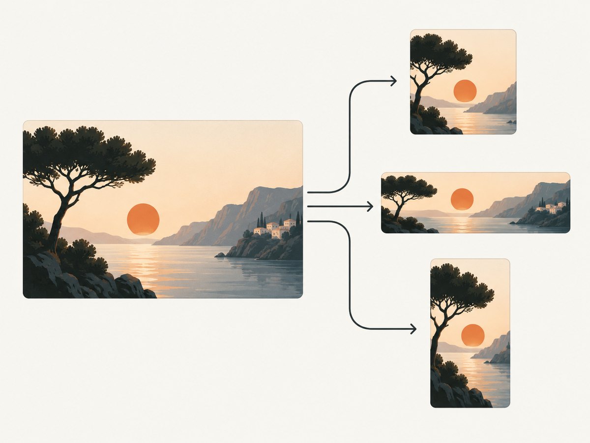 The same source image can become different thumbnail crops for different layouts.