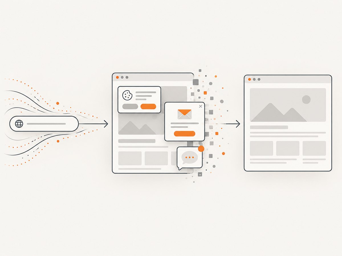 A capture pipeline can remove consent banners and overlays before saving the result.