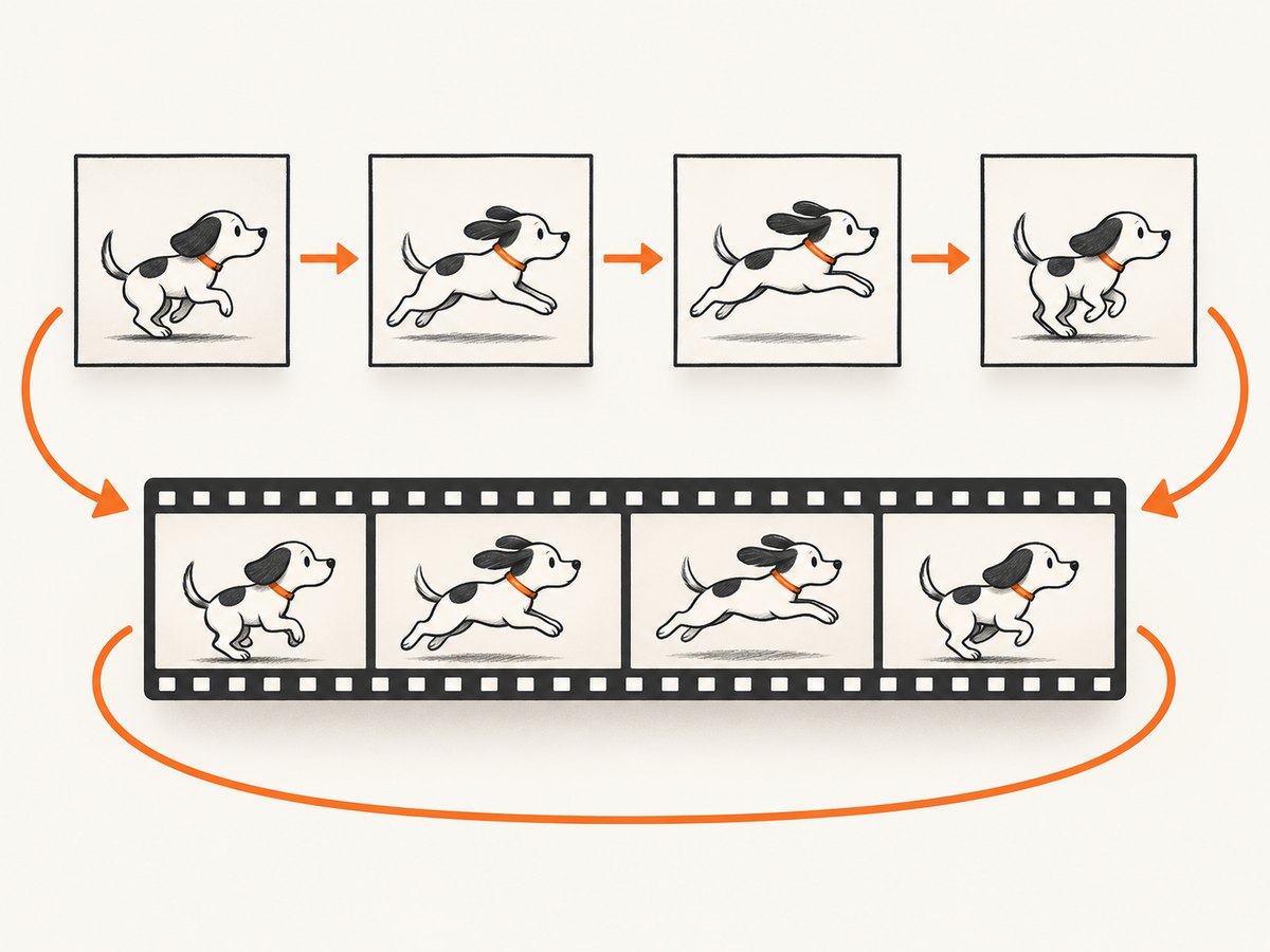 An animated GIF stores bitmap frames and timing data that are rendered in sequence.