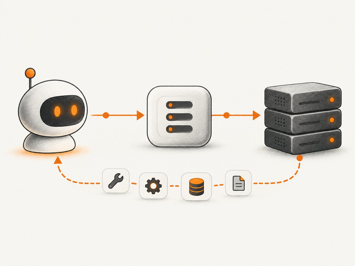 The host uses a client connection to discover and call capabilities provided by an MCP server.