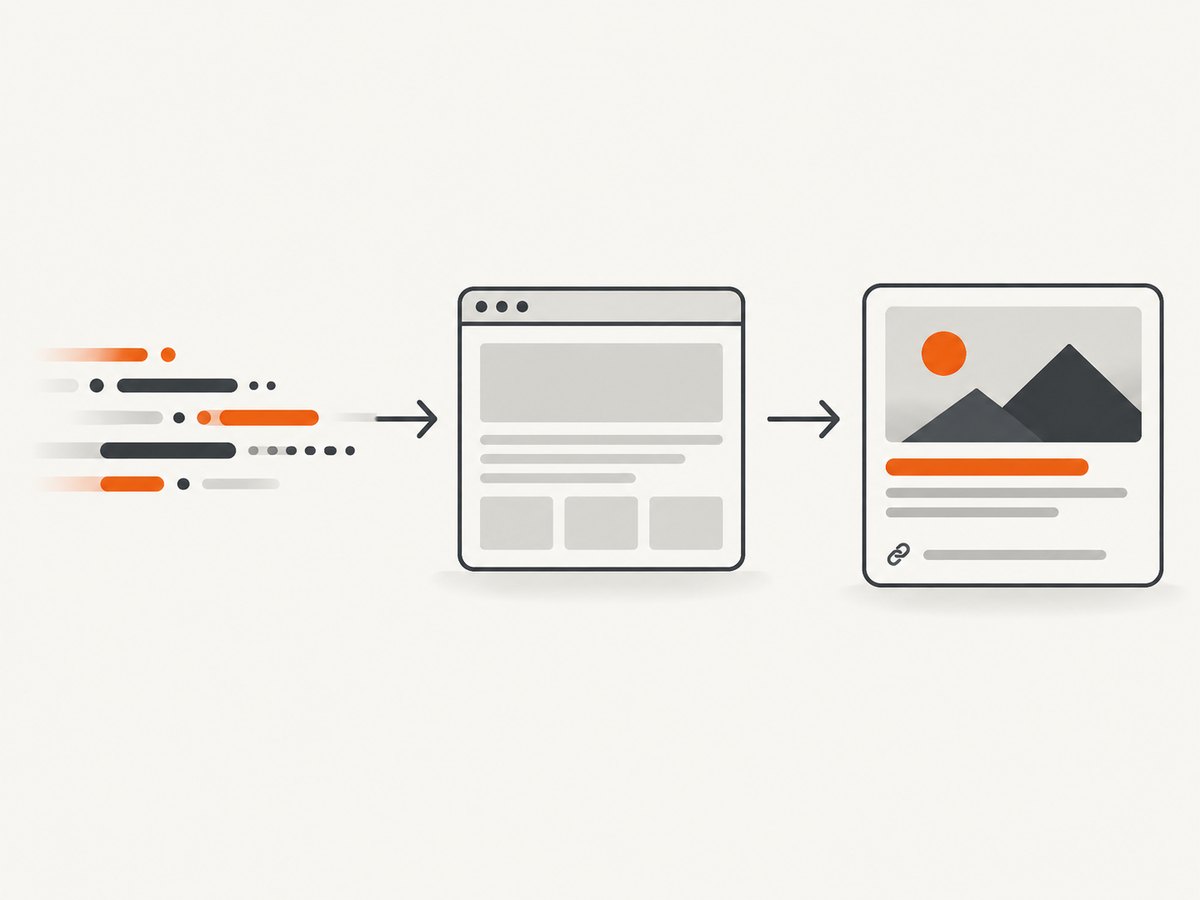 Open Graph metadata is read from the page head and turned into a rich link representation.