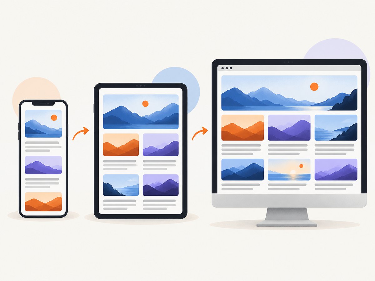 A responsive layout reflows as the available width changes.