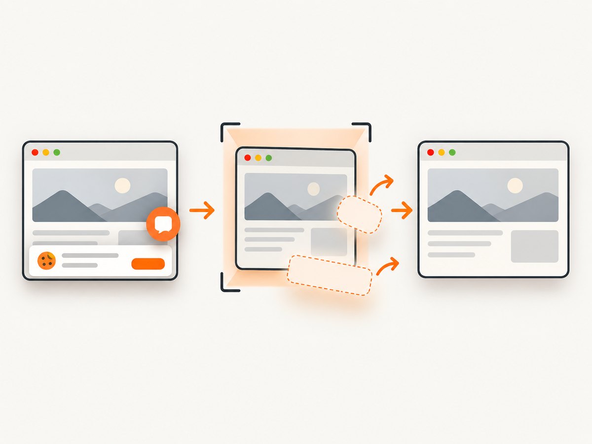 A capture workflow can remove overlays before you inspect a responsive page.