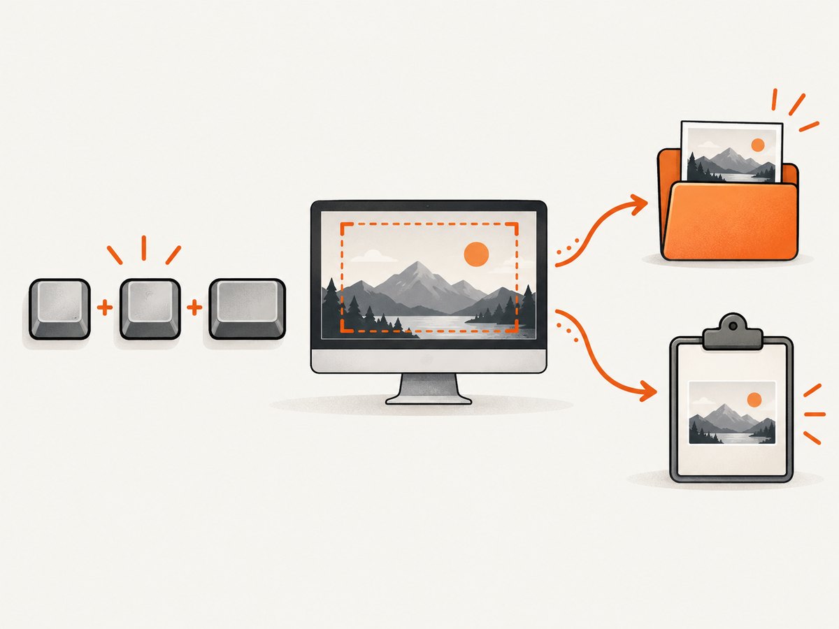 Windows offers direct file saving, clipboard capture, and an editable Snipping Tool workflow.
