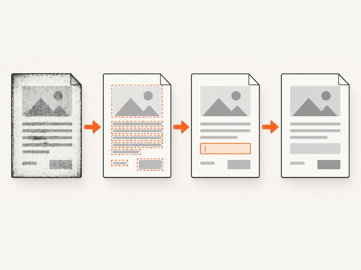 A PDF can contain pixels, OCR text, live fields, or flattened page content; each requires a different fix.