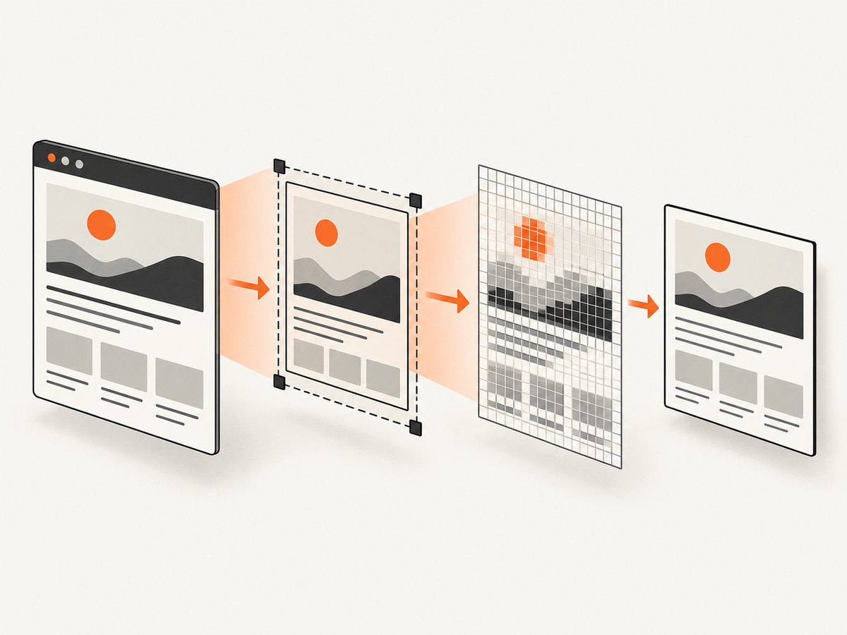 CSS pixels, device pixels, and exported bitmap pixels describe different stages of the same capture.