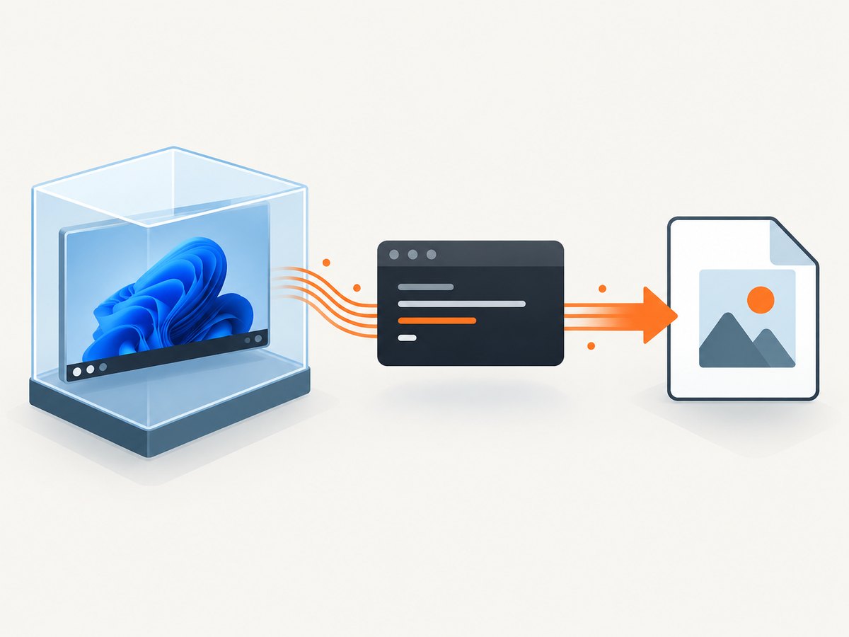 The Sandbox-specific command captures the guest desktop and writes the image on the host.
