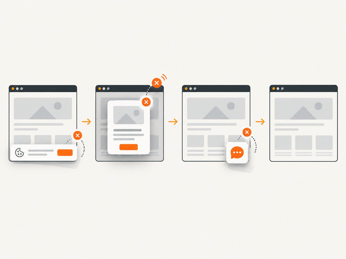 ScreenshotNeo removes common consent surfaces before capturing a clean web page.