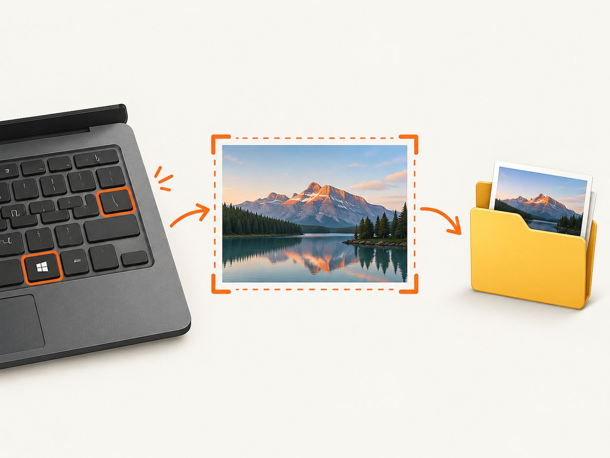 The Fn shortcut captures the display and saves the image in the Screenshots folder.