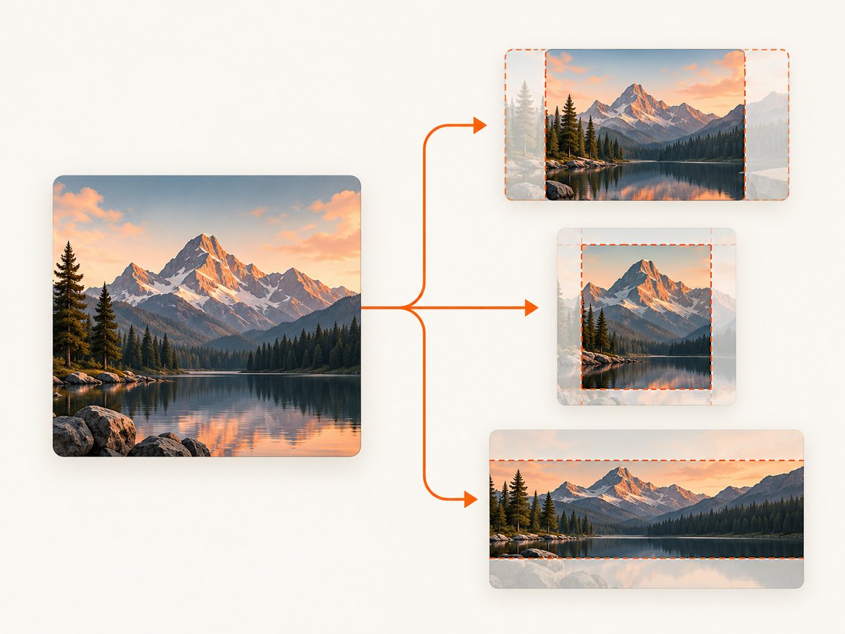 One uploaded image can produce proportional and exact-crop variants for different WordPress components.