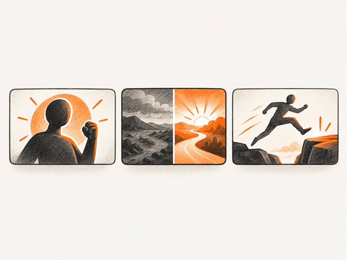 Three useful thumbnail patterns: a clear subject and promise, an obvious transformation, or a readable action.