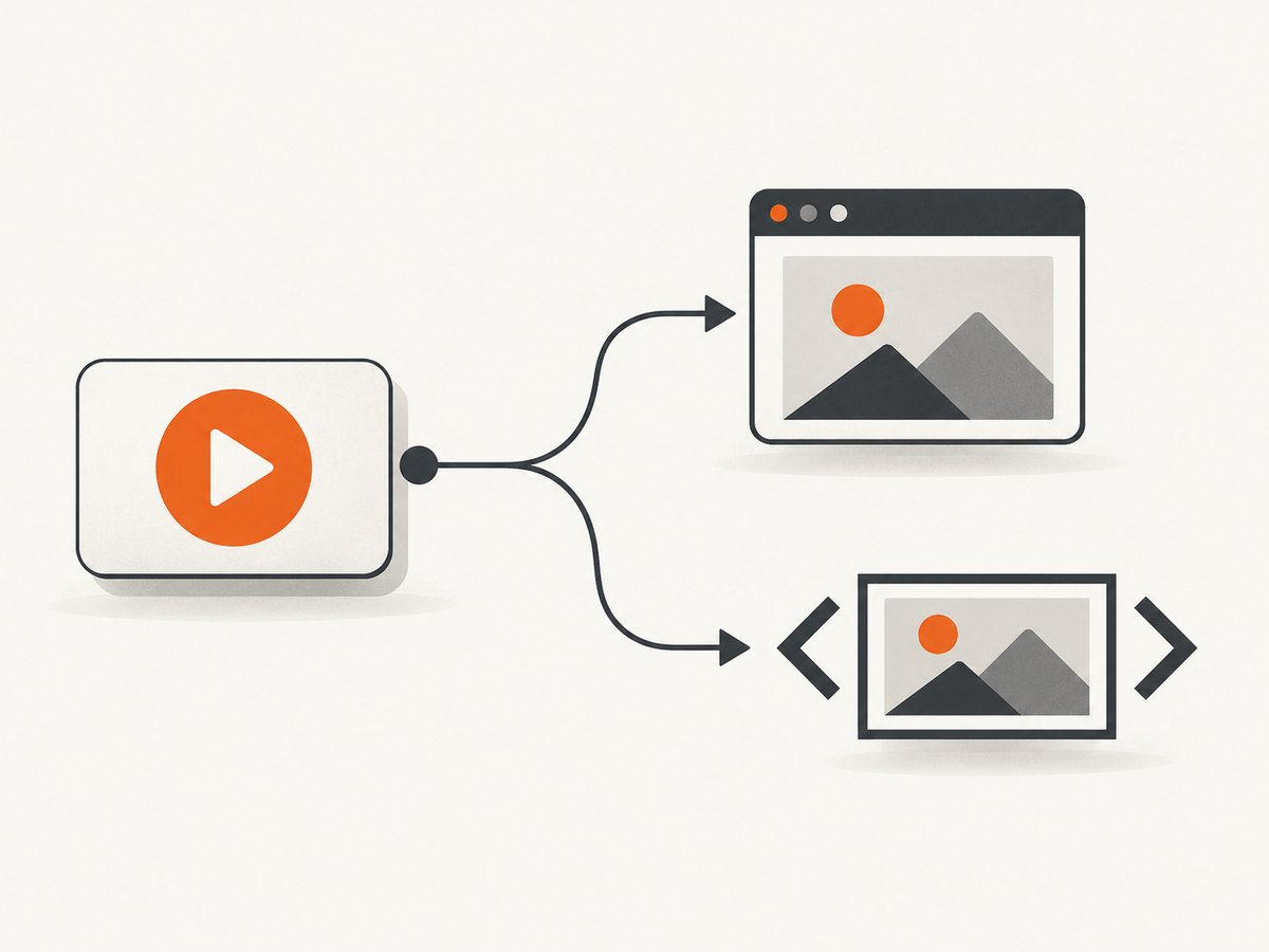 A video ID becomes a thumbnail URL that the browser renders as an image.