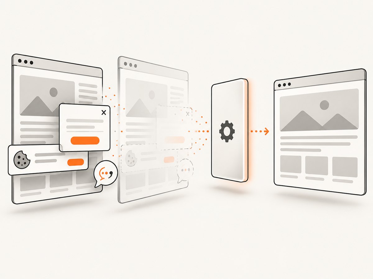 A clean capture removes common overlays before producing the screenshot.