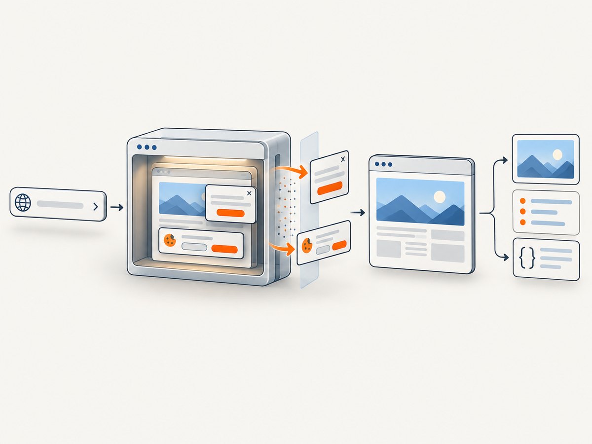 A capture pipeline can remove page clutter before returning a usable visual result.