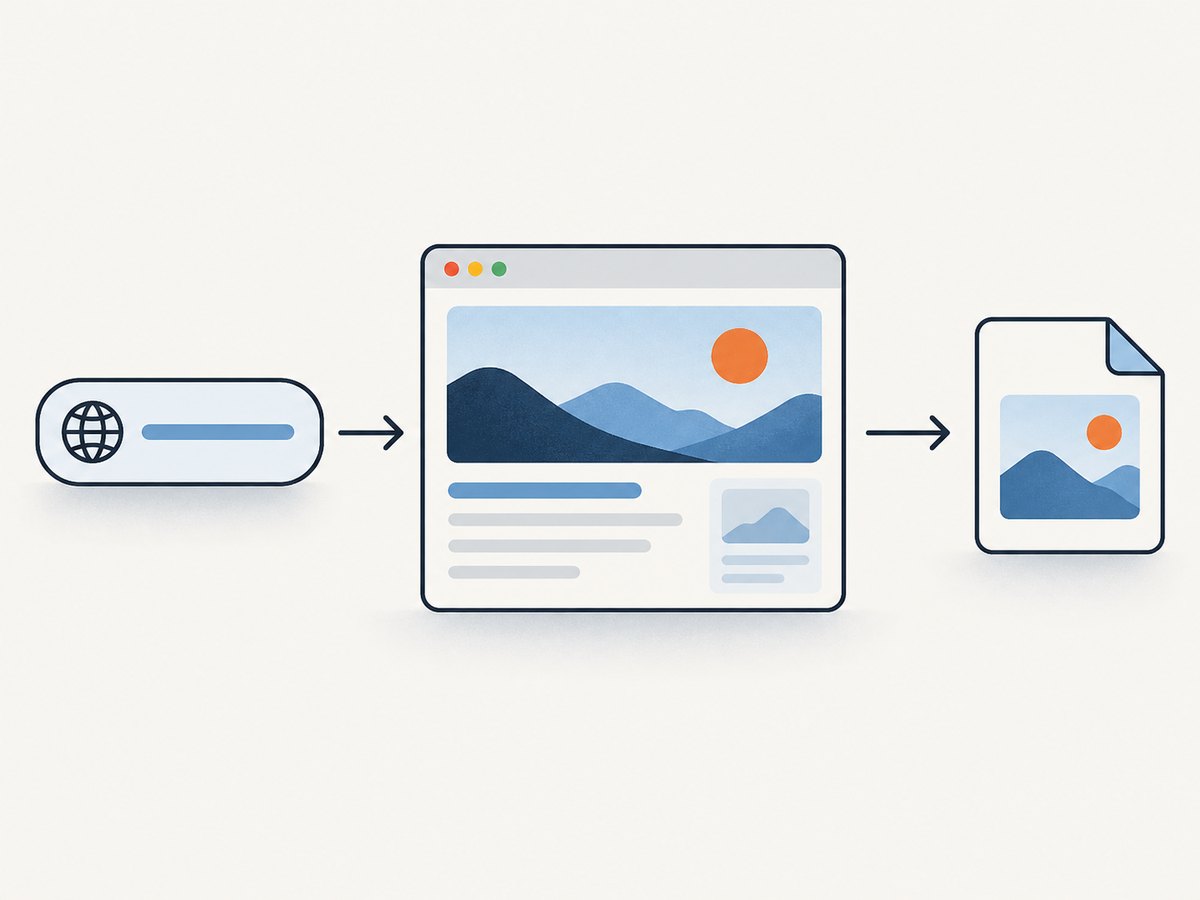 A browser automation job turns a URL into a rendered page and a result; each stage can fail independently.